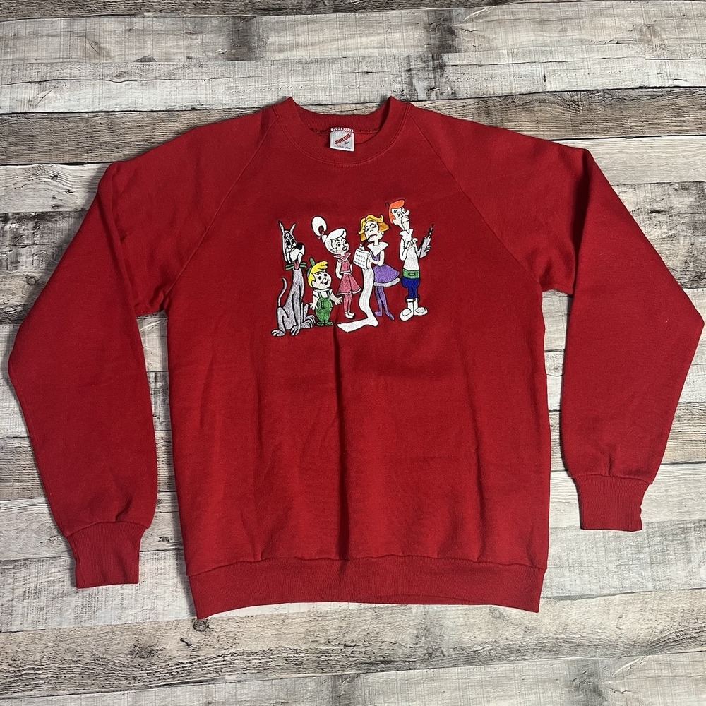 Jetsons Sweatshirt Size Large Red Vintage 90s George Elroy Sci Fi Cartoon